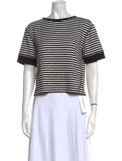 Pre-owned Clare V Striped Crew Neck Sweater In Black/white