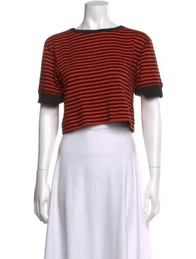 Pre-owned Clare V Striped Crew Neck Sweater In Orange