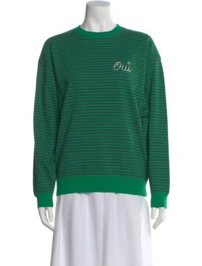 Pre-owned Clare V Striped Crew Neck Sweatshirt In Green