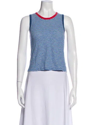 Pre-owned Clare V Striped Crew Neck Top In Blue