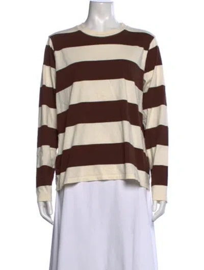 Pre-owned Clare V Striped Crew Neck Top In Brown
