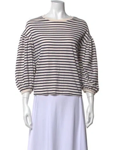 Pre-owned Clare V Striped Crew Neck Top In Neutrals