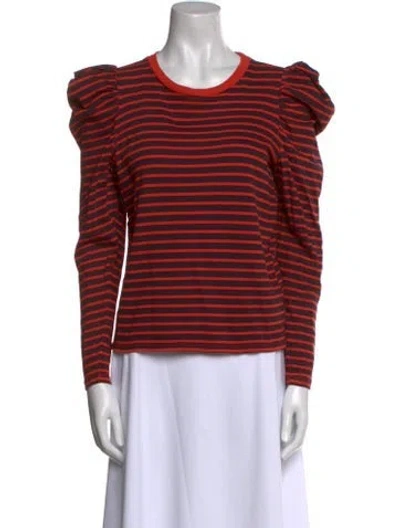 Pre-owned Clare V Striped Crew Neck Top In Red