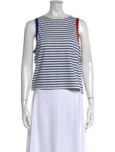 Pre-owned Clare V Striped Crew Neck Top In White
