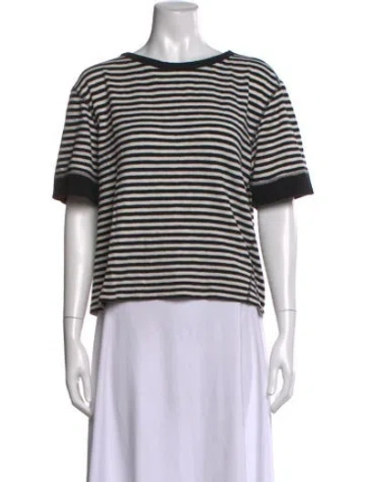Pre-owned Clare V Striped Crew Neck T-shirt In Black