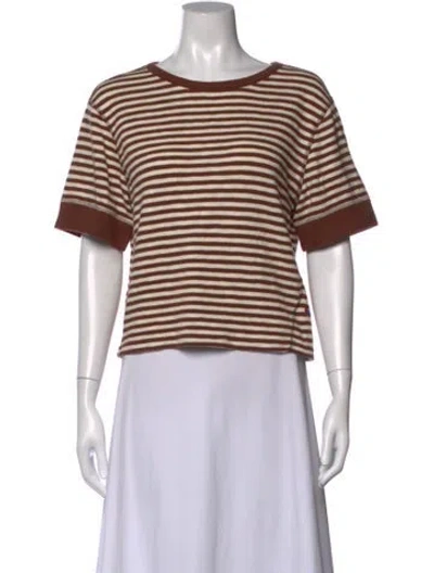 Pre-owned Clare V Striped Crew Neck T-shirt In Black
