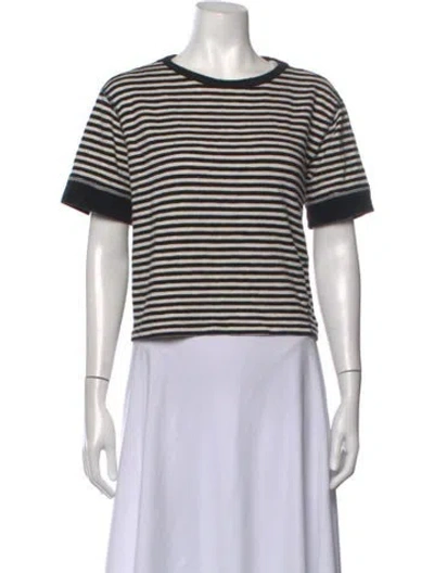 Pre-owned Clare V Striped Crew Neck T-shirt In Black