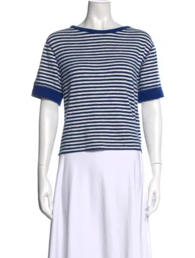 Pre-owned Clare V Striped Crew Neck T-shirt In Blue