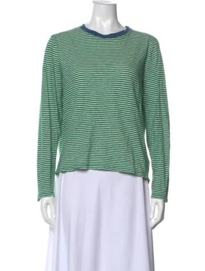 Pre-owned Clare V Striped Crew Neck T-shirt In Green