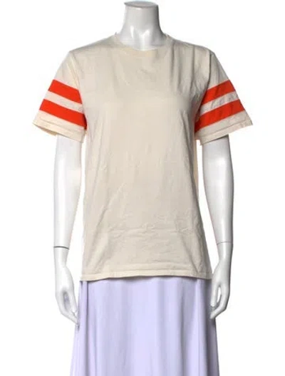 Pre-owned Clare V Striped Crew Neck T-shirt In Neutrals