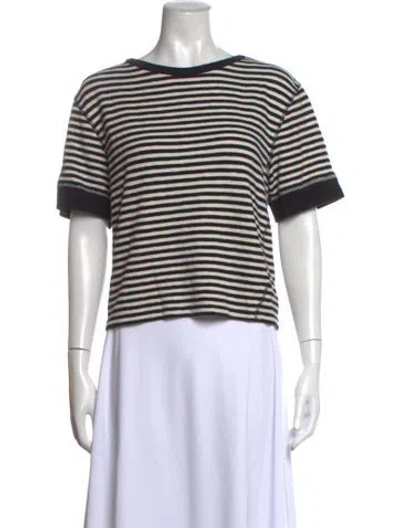 Pre-owned Clare V Striped Crew Neck T-shirt In Neutrals