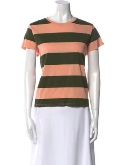 Pre-owned Clare V Striped Crew Neck T-shirt In Pink
