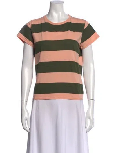 Pre-owned Clare V Striped Crew Neck T-shirt In Pink
