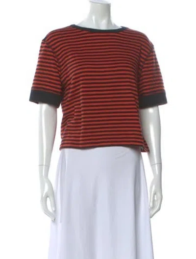 Pre-owned Clare V Striped Crew Neck T-shirt W/ Tags In Red