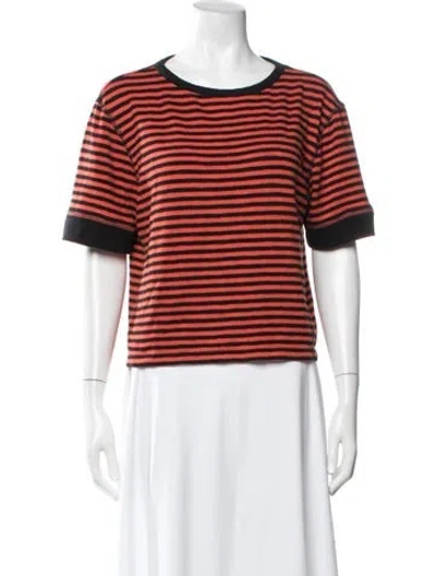 Pre-owned Clare V Striped Crew Neck T-shirt In White