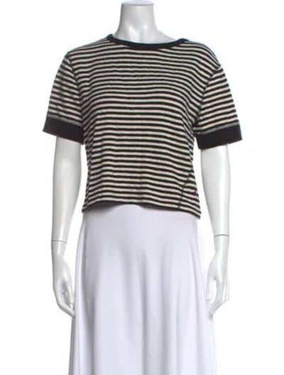 Pre-owned Clare V Striped Crew Neck T-shirt In White