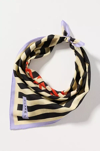 Clare V Striped Hair Scarf In Beige