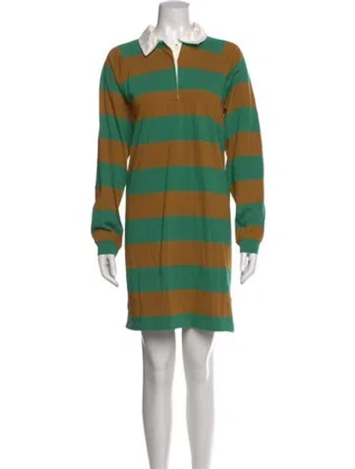 Pre-owned Clare V Striped Knee-length Dress In Green