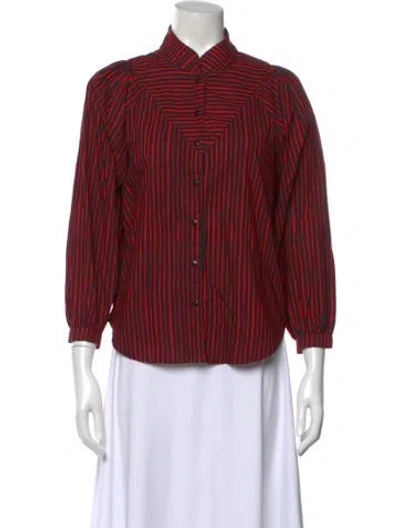 Pre-owned Clare V Striped Long Sleeve Blouse In Red