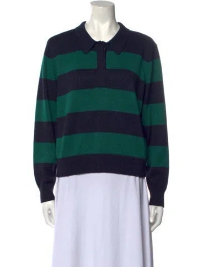 Pre-owned Clare V Striped Long Sleeve Sweatshirt In Green