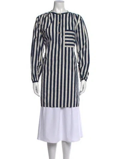 Pre-owned Clare V Striped Midi Length Dress In Blue