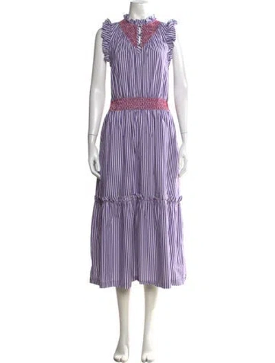 Pre-owned Clare V Striped Midi Length Dress In Purple