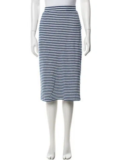 Pre-owned Clare V Striped Midi Length Skirt In Blue/white