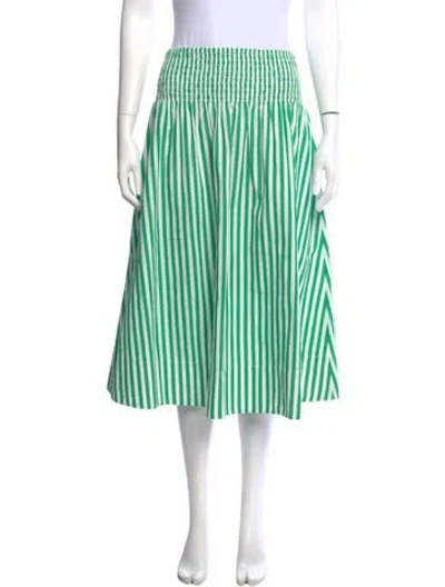 Pre-owned Clare V Striped Midi Length Skirt In Green