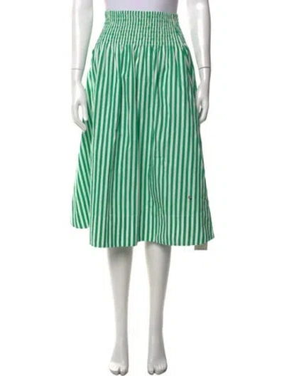 Pre-owned Clare V Striped Midi Length Skirt In Green