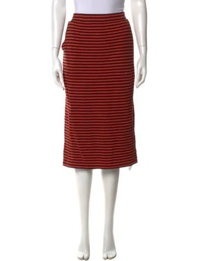 Pre-owned Clare V Striped Midi Length Skirt In Orange