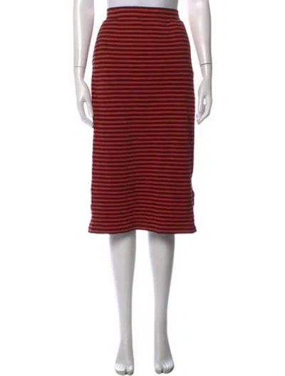 Pre-owned Clare V Striped Midi Length Skirt In Red