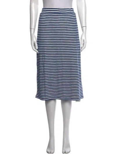 Pre-owned Clare V Striped Midi Length Skirt In White