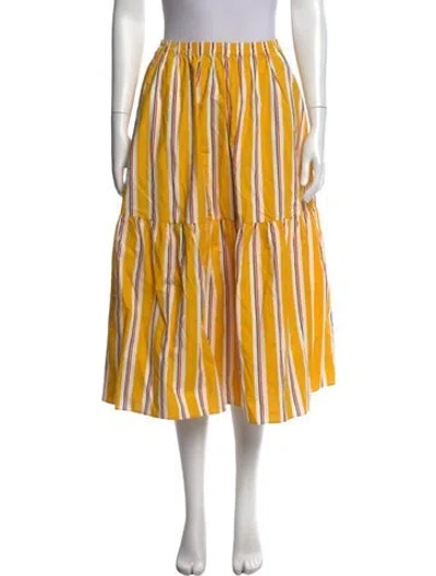 Pre-owned Clare V Striped Midi Length Skirt In Yellow