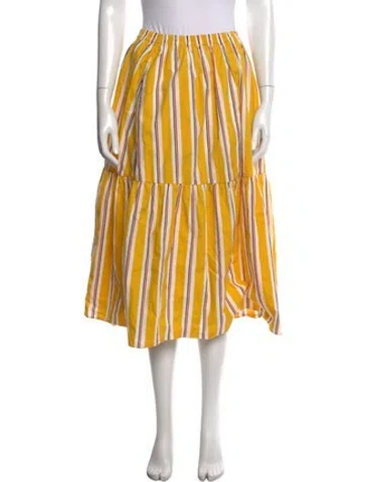 Pre-owned Clare V Striped Midi Length Skirt In Yellow