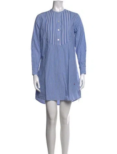 Pre-owned Clare V Striped Mini Dress In Blue