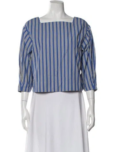 Pre-owned Clare V Striped Square Neckline Top In White