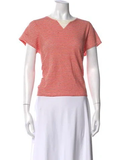 Pre-owned Clare V Striped V-neck T-shirt W/ Tags In Orange