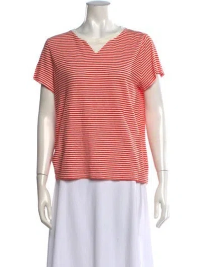 Pre-owned Clare V Striped V-neck T-shirt W/ Tags In Red