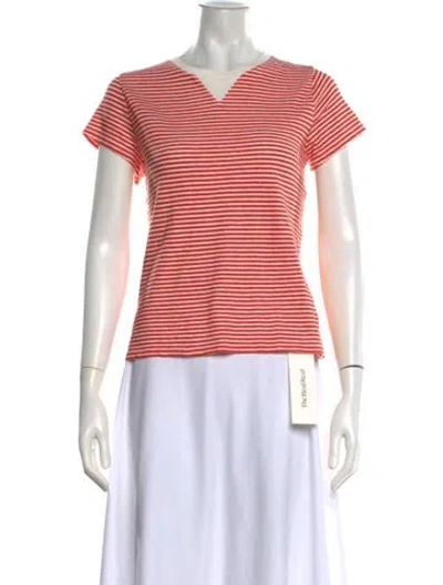 Pre-owned Clare V Striped V-neck T-shirt W/ Tags In Red