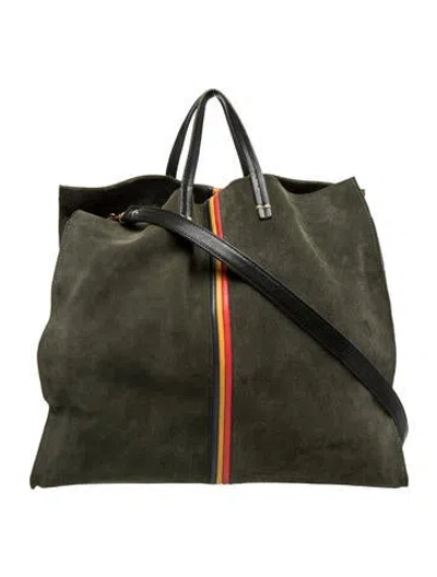 Pre-owned Clare V Suede Bucket Bag In Green