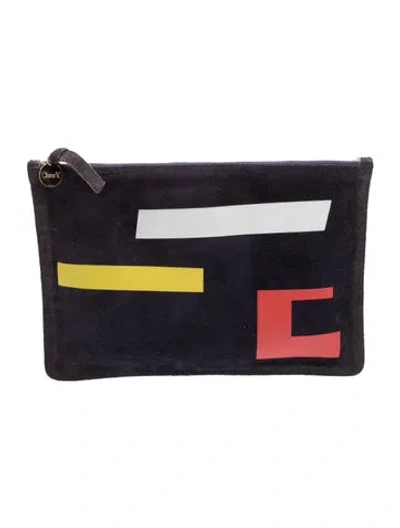 Pre-owned Clare V Suede Clutch In Blue