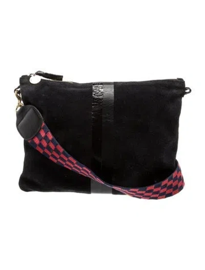 Pre-owned Clare V Suede Shoulder Bag In Black