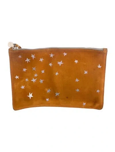Pre-owned Clare V Suede Star Printed Cosmetic Bag In Multi
