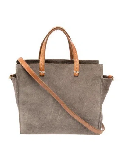 Pre-owned Clare V Suede Top Handle Bag In Gray