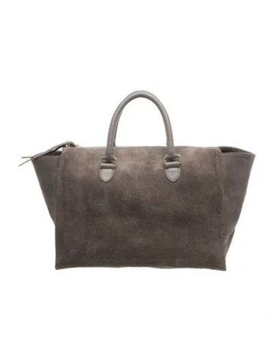 Pre-owned Clare V Suede Top Handle Bag In Gray