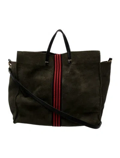 Pre-owned Clare V Suede Top Handle Bag In Green