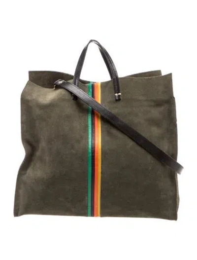 Pre-owned Clare V Suede Top Handle Bag In Green