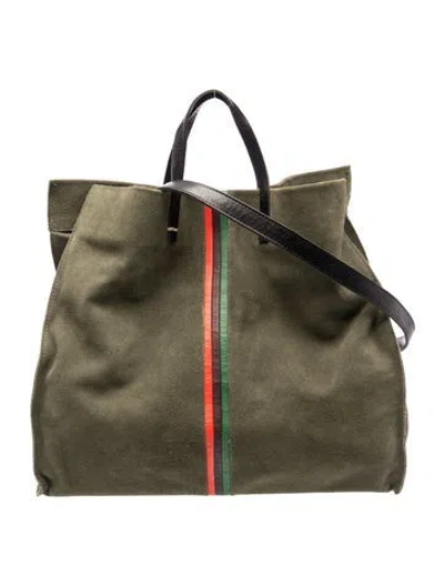 Pre-owned Clare V Suede Top Handle Bag In Green