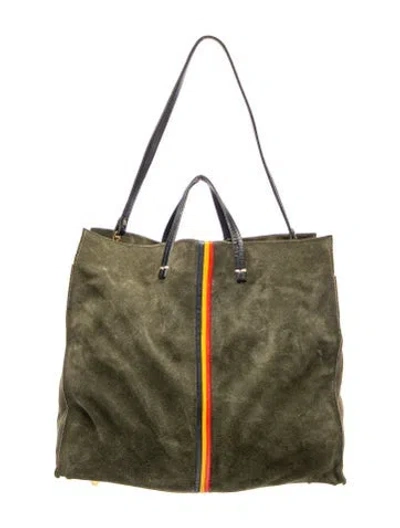 Pre-owned Clare V Suede Tote In Green