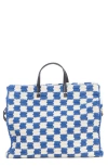 Clare V Summer Simple Tote Cobalt & Cream Crochet Checker In Cobalt/cream Crochet Checker